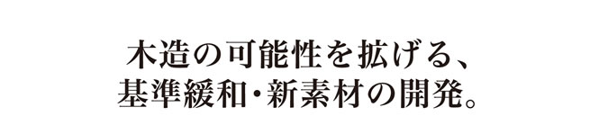 木造の可能性を拡げる、基準緩和・新素材の開発。